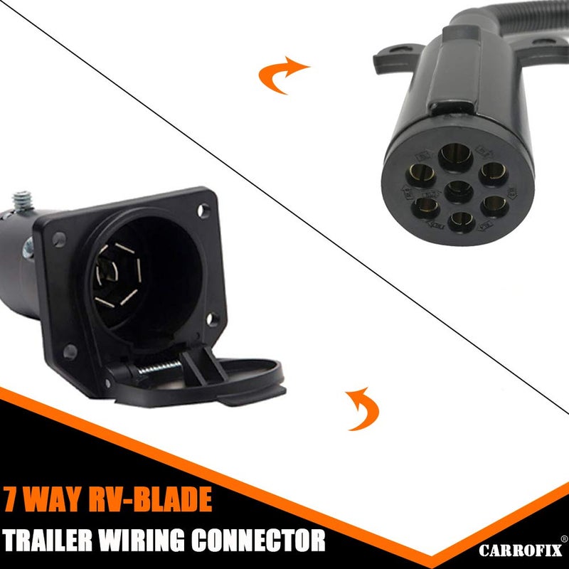 CARROFIX محول توصيل كاروفيكس 7 قطب إلى 7 طريق لمقطورة RV، معيار OEM 7 دبوس دائري إلى 7 شفرات لمجموعة الأسلاك للشاحنات شبه المقطورة والمركبات التجارية - Image 5